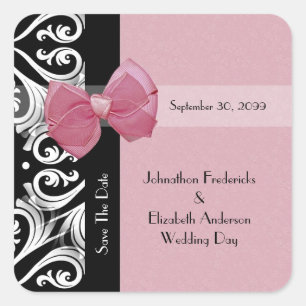 Save the Date Pariser Hochzeitrosa Quadratischer Aufkleber