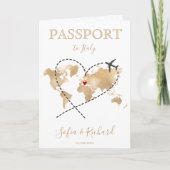 Save the Date Passport Gold Weltkarte Einladung (Vorderseite)