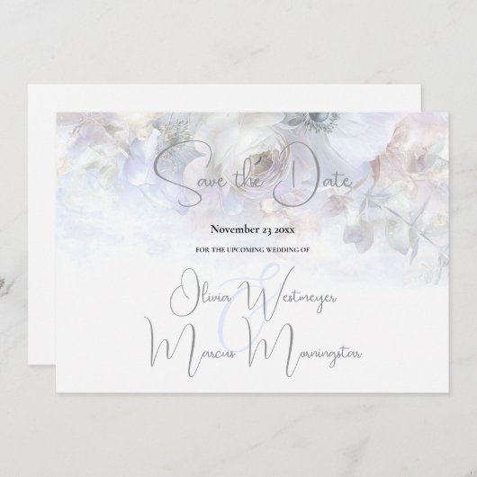 Save the Date | Pastel Peonies Floral Einladung (Vorne/Hinten)
