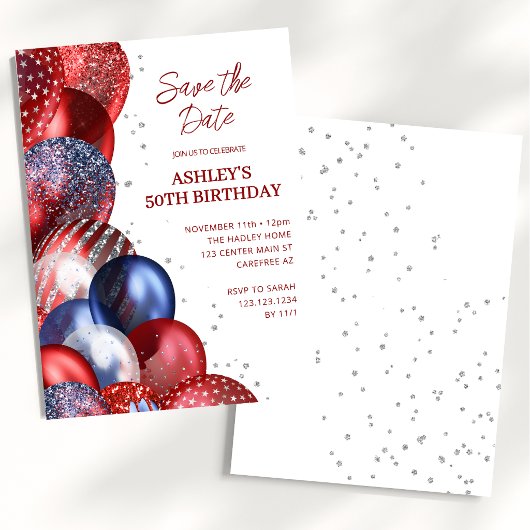 Save the Date Patriotic 50. Geburtstag Einladung