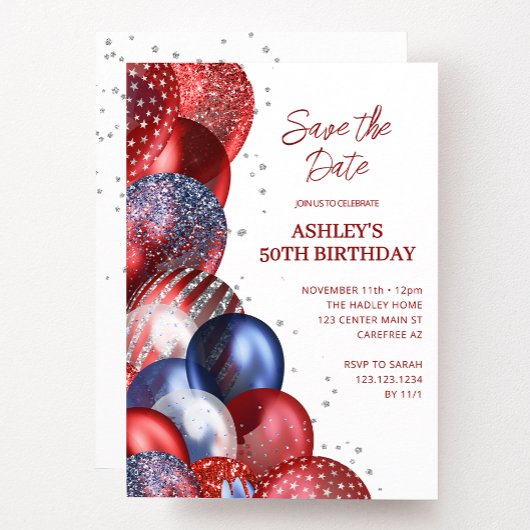 Save the Date Patriotic 50. Geburtstag Einladung