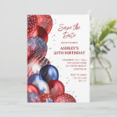 Save the Date Patriotic 50. Geburtstag Einladung (Stehend Vorderseite)