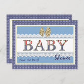 Save the Date Patriotic Baby Dusche Postkarte (Vorne/Hinten)