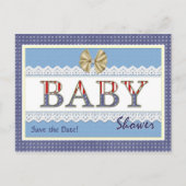 Save the Date Patriotic Baby Dusche Postkarte (Vorderseite)