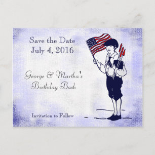 Save the Date Patriotische Flag Fireworks Postcard Ankündigungspostkarte