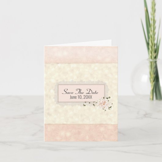 Save the Date Peach and Ivory Elegance Karte (Vorderseite)
