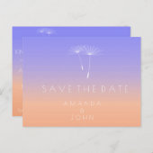 Save the Date Peach Lavender Blue Dandelion Ombre Ankündigungspostkarte (Vorne/Hinten)