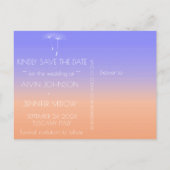 Save the Date Peach Lavender Blue Dandelion Ombre Ankündigungspostkarte (Rückseite)