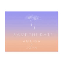 Save the Date Peach Lavender Blue Dandelion Ombre
