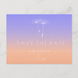 Save the Date Peach Lavender Blue Dandelion Ombre Ankündigungspostkarte