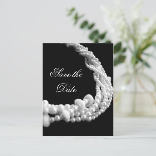 Save the Date Pearl Postcard Extended Version Ankündigungspostkarte (Stehend Vorderseite)