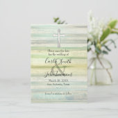 Save the Date Pearly Cross Soft Cool Color Strip (Stehend Vorderseite)