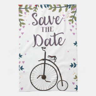 Save the Date Penny Farthing Geschirrtuch