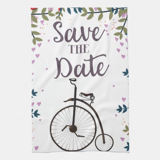 Save the Date Penny Farthing Geschirrtuch (Vertikal)
