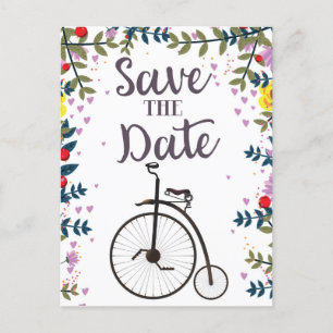 Save the Date Penny Farthing Postkarte