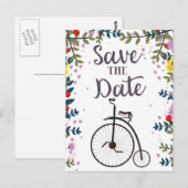 Save the Date Penny Farthing Postkarte (Vorne/Hinten)