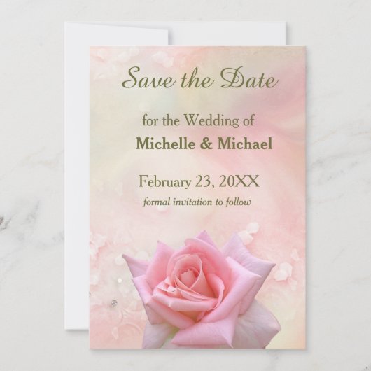 Save the Date Perfect Pink Rose (Vorderseite)