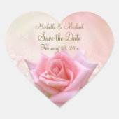 Save the Date Perfect Pink Rose Heart Sticker (Vorderseite)