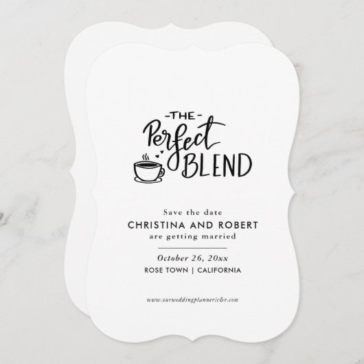 Save The Date | Perfekter Blend Script-Kaffee Love Einladung (Vorne/Hinten)