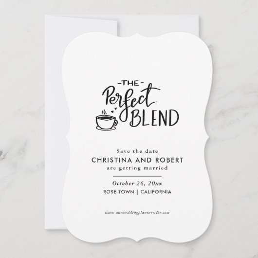 Save The Date | Perfekter Blend Script-Kaffee Love Einladung (Vorderseite)