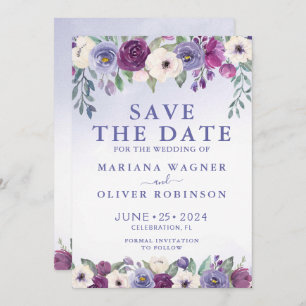 Save the Date Periwinkle Fuchsia Blush Einladung