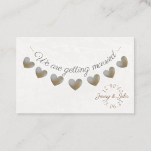 Save the Date Perlenherz-Flaggenkarte Visitenkarte