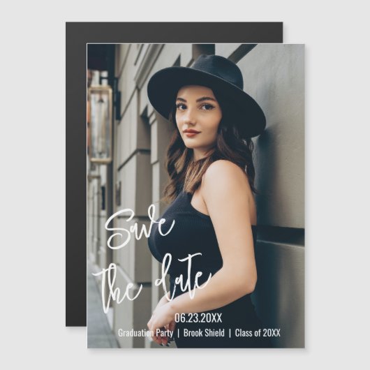 Save the Date Personalisiert Abschluss Foto Magnet (Vorne/Hinten)