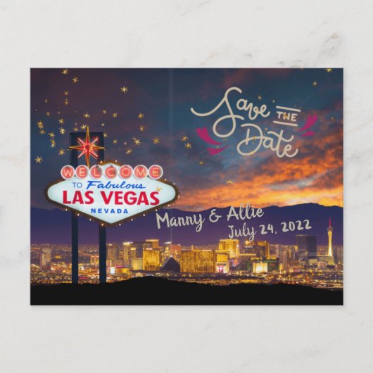 Save the Date Personalisiert Las Vegas Postcard Postkarte (Vorderseite)