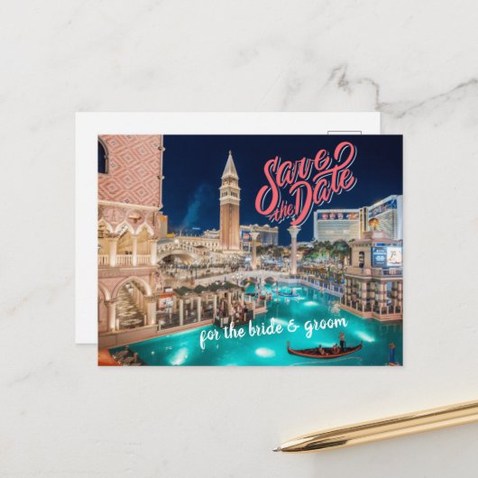 Save the Date Personalisiert Las Vegas Postcard Postkarte (Vorderseite/Rückseite Beispiel)