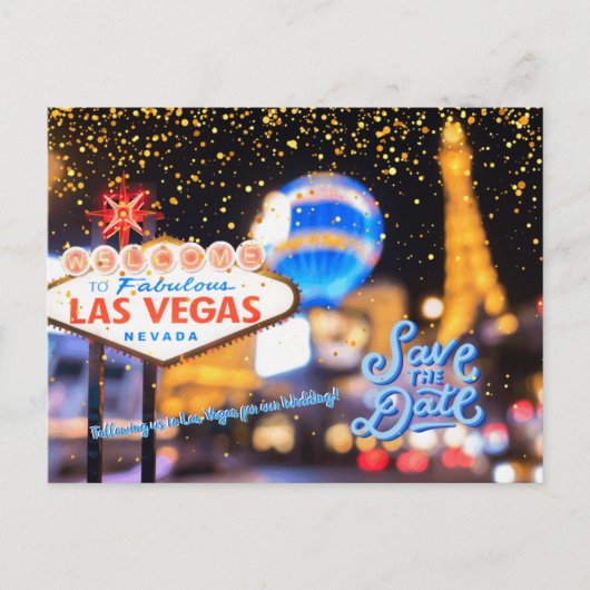 Save the Date Personalisiert Las Vegas Postcard Postkarte (Vorderseite)