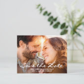 Save the Date, Personalisiert mit Foto, zweiseitig Ankündigungspostkarte (Stehend Vorderseite)