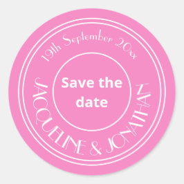 Save the Date personalisierte rosa Umschlag Aufkle Runder Aufkleber