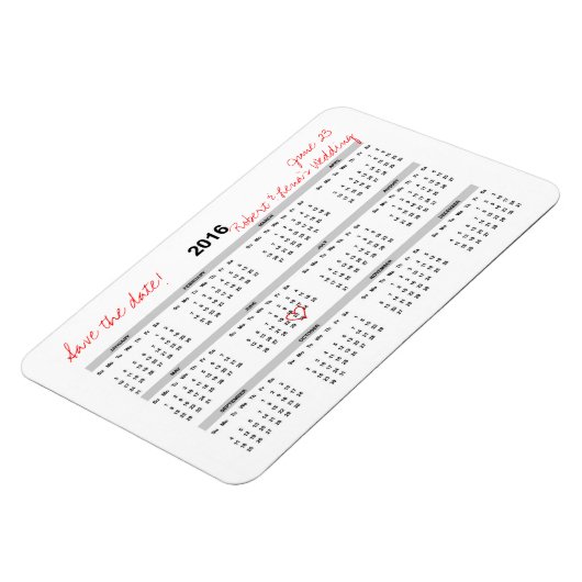 Save the Date Personalisierter Kalenderzeitplan Magnet (Linke Seite)