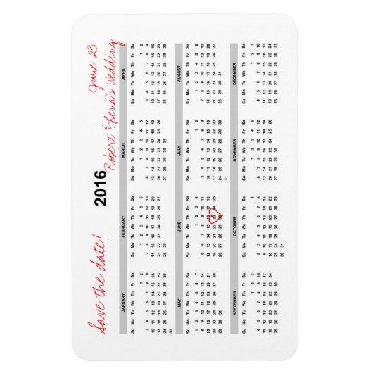 Save the Date Personalisierter Kalenderzeitplan Magnet (Vertikal)