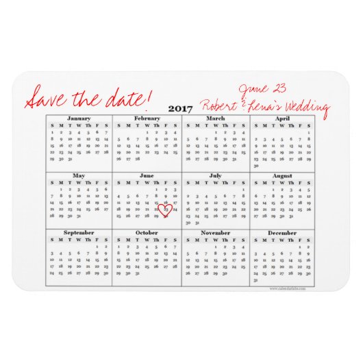 Save the Date Personalisierter Kalenderzeitplan Magnet (Horizontal)