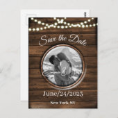 Save the Date Personalisiertes rustikales Holzdesi Postkarte (Vorne/Hinten)