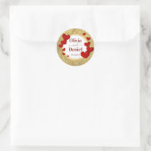 Save the Date, Personalized Wedding Red Hearts Runder Aufkleber (Tasche)