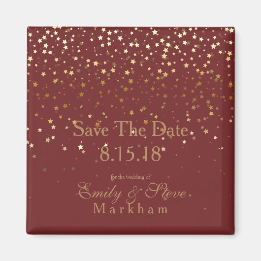 Save the Date Petite Golden Stars Magnet (Vorne)