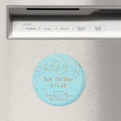 Save the Date Petite Golden Stars Magnet-Aqua Magnet (In Situ (Geschirrspüler))
