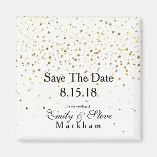 Save the Date Petite Golden Stars Magnet-B&W Magnet