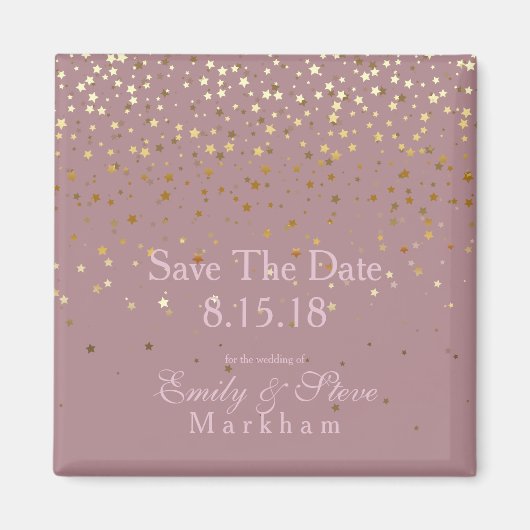 Save the Date Petite Golden Stars Magnet-DSTY-Rose Magnet (Vorne)