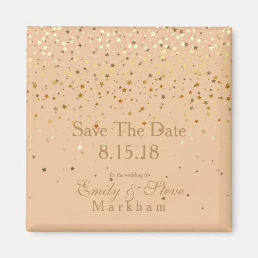 Save the Date Petite Golden Stars Magnet-Peach Magnet (Vorne)
