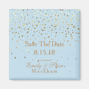 Save the Date Petite goldene Sterne Magnet-Blau Magnet