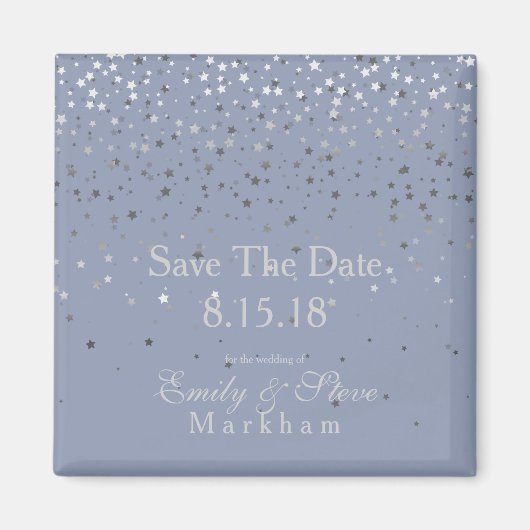 Save the Date Petite Silver Stars Magnet-DSTY Blue Magnet (Vorne)