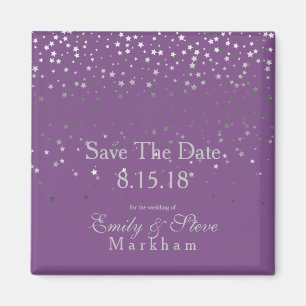 Save the Date Petite Silver Stars Magnet-Lila Magnet
