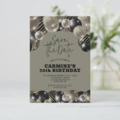 Save the Date Pewter 50. Geburtstag Einladung (Stehend Vorderseite)