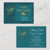 Save the Date Pfau, der Minimitteilungsblatt Begleitkarte (Vorne/Hinten)