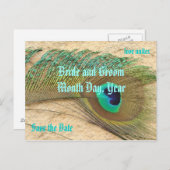 Save the Date Pfau-Thema Postkarte (Vorne/Hinten)
