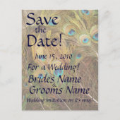 Save the Date Pfauenpostkarte Ankündigungspostkarte (Vorderseite)