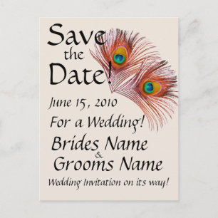 Save the Date Pfauenpostkarte Ankündigungspostkarte